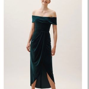 Bhldn Edison Dress Emerald Velvet